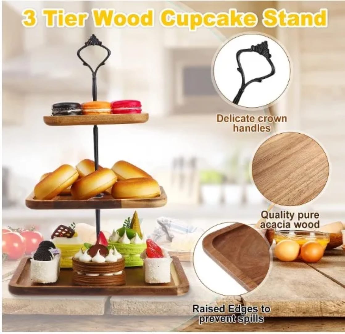 3-Tier Wooden Dessert Stand