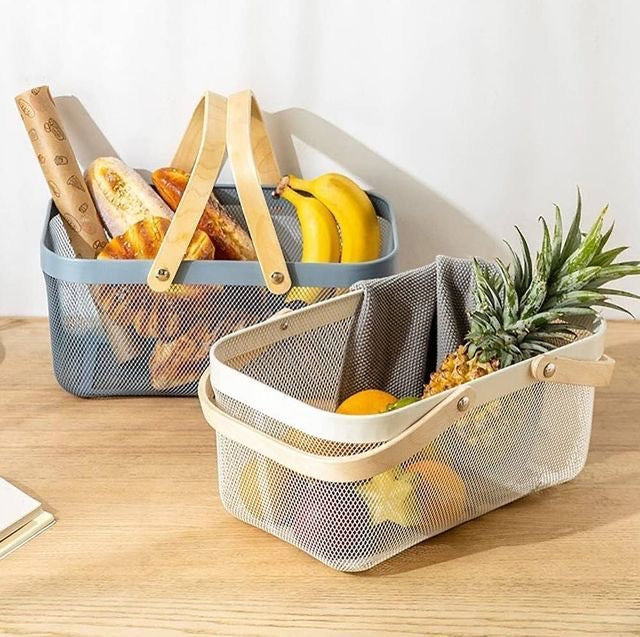 1pcs Storage Basket with Wooden Handles