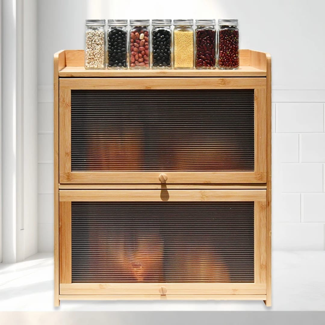 Bamboo Bread Storage Box – Double Layer Design