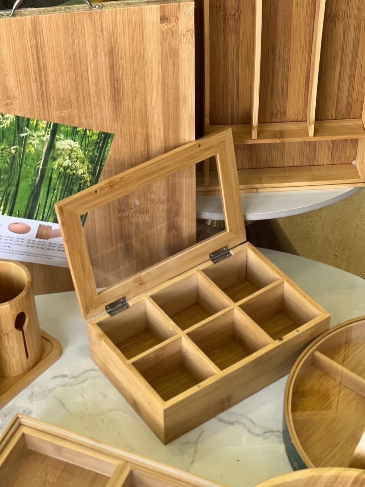 Bamboo Tea Box Organizer