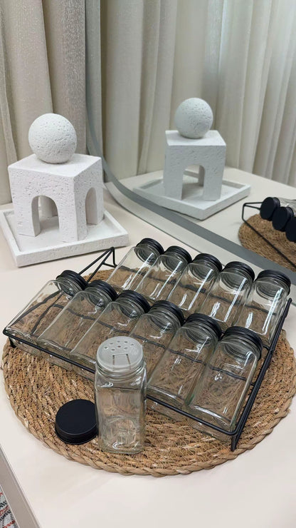 120ml Black Glass Spices Jars