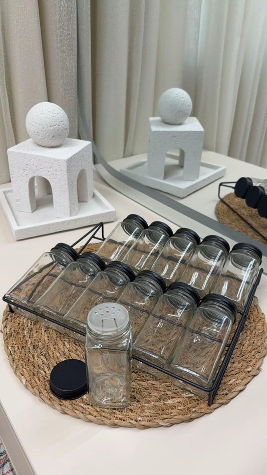 120ml Black Glass Spices Jars