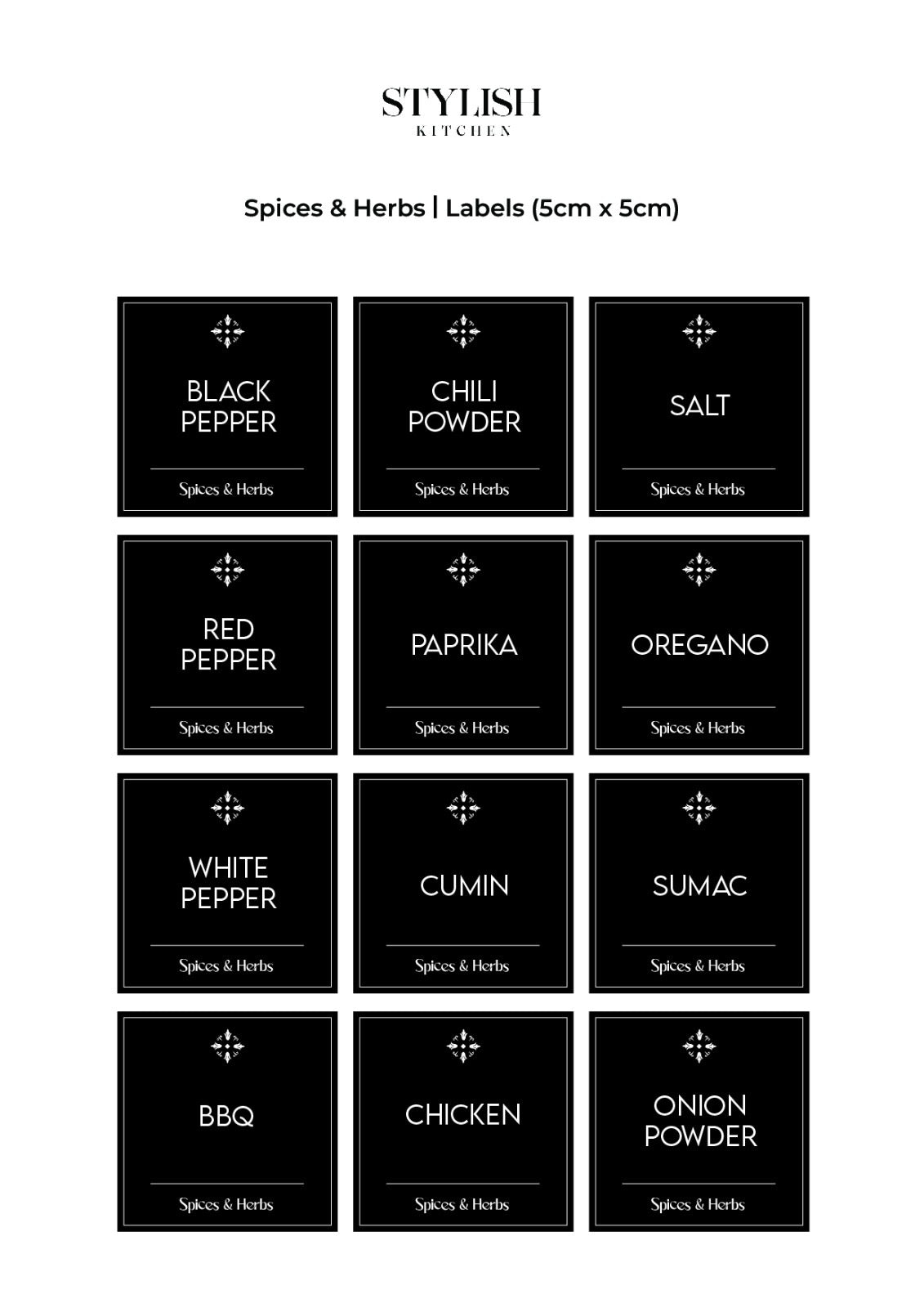 Stylish Kitchen Labels ( 5x5 )
