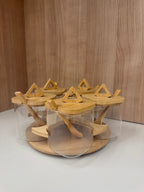 5-Piece Bamboo Rotating Spice Jar Set with Wooden Spoons