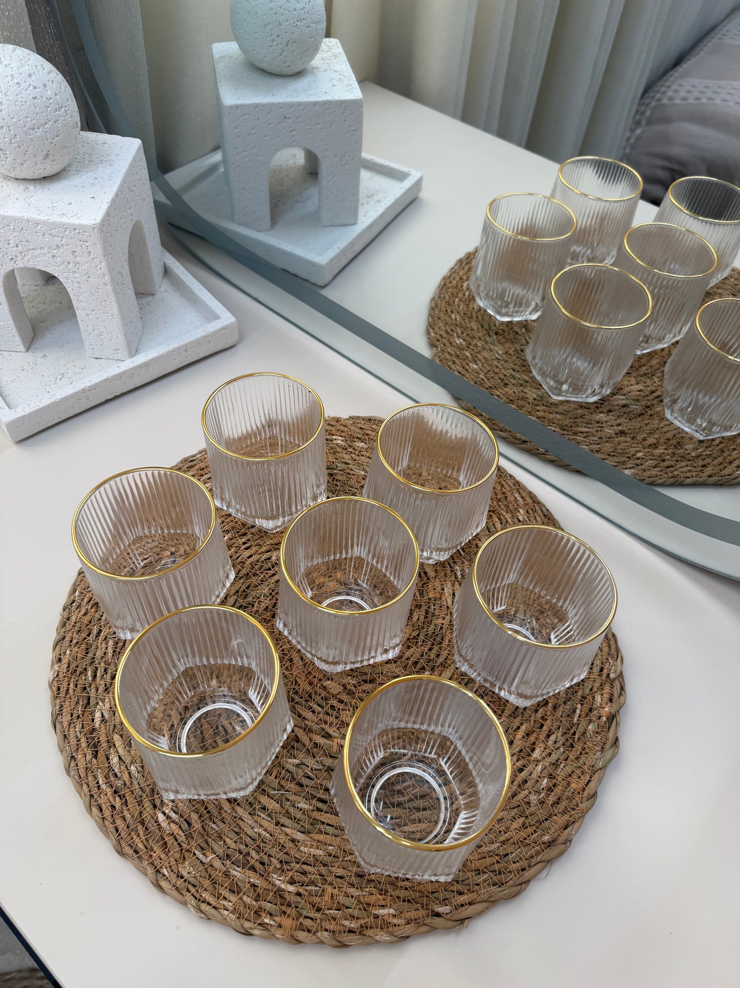 12 pcs Cups With Gold Rim
