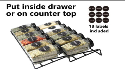 12 pcs Black Spices Jars with Iron stand