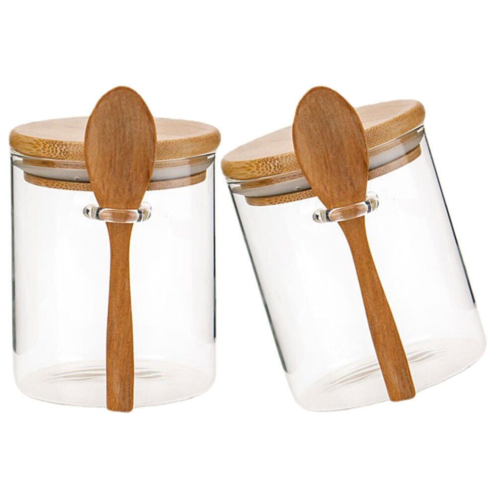 12pcs - Glass Storage Jar with Bamboo Lid & Spoon