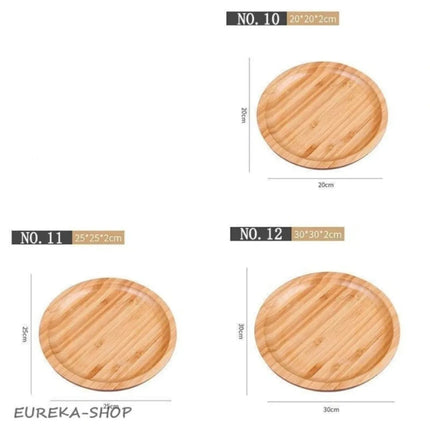 3pcs-Circular Bamboo Serving Trays