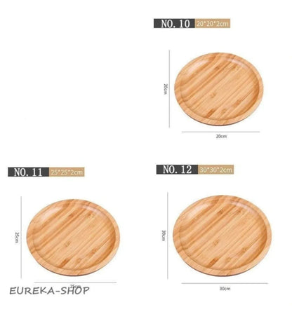 3pcs-Circular Bamboo Serving Trays
