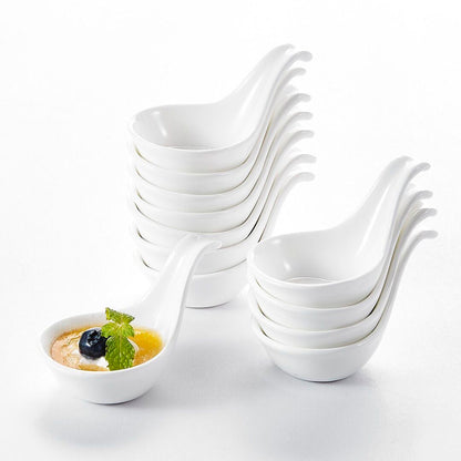 Set of 6 Elegant White Porcelain Snack & Sauce Bowls