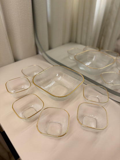 Elegant Ribbed Glass Serving Set