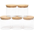 10cm Circle Storage Glass Jar With Bamboo Lid