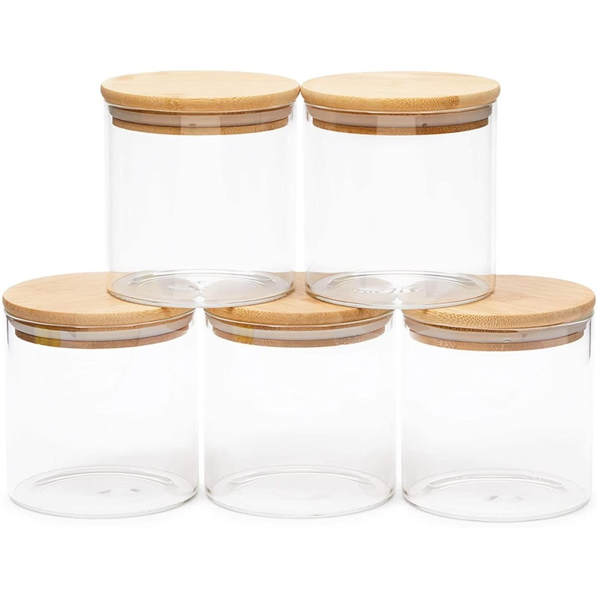 10cm Circle Storage Glass Jar With Bamboo Lid