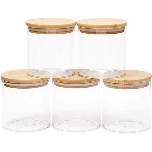 10cm Circle Storage Glass Jar With Bamboo Lid
