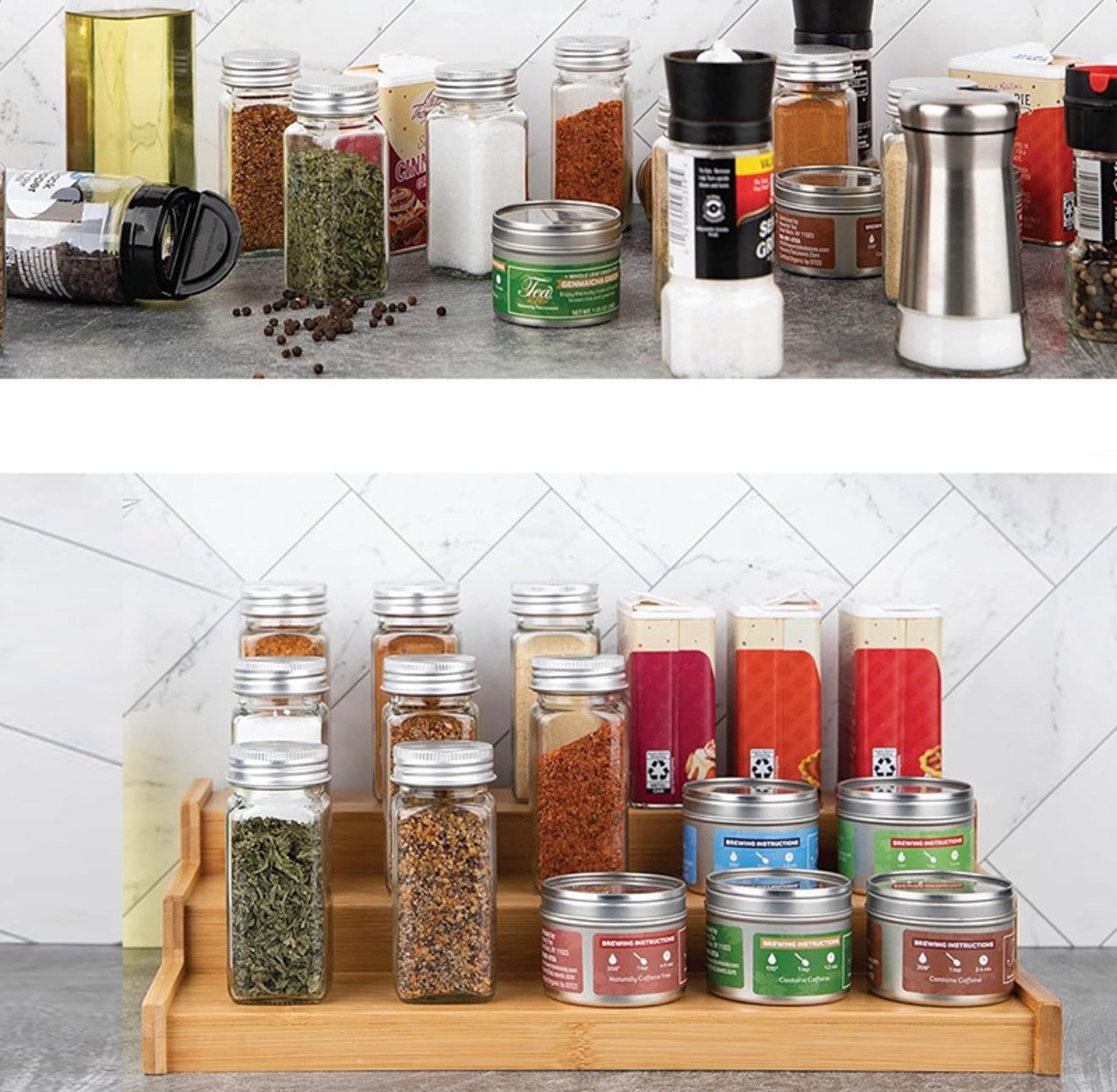 Bamboo 3-Tier Spice & Kitchen Organizer