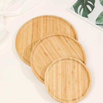 3pcs-Circular Bamboo Serving Trays