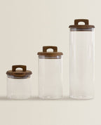 Glass Storage Jars with Wooden Lids