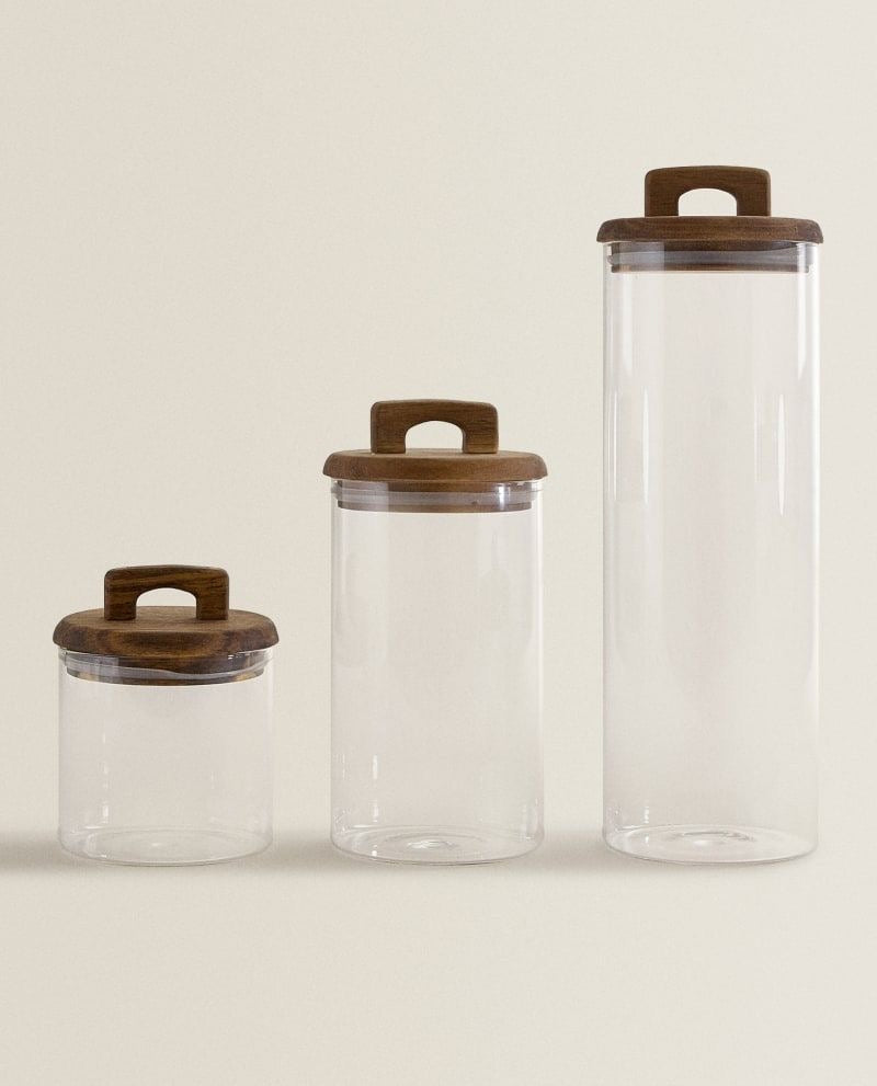 Glass Storage Jars with Wooden Lids
