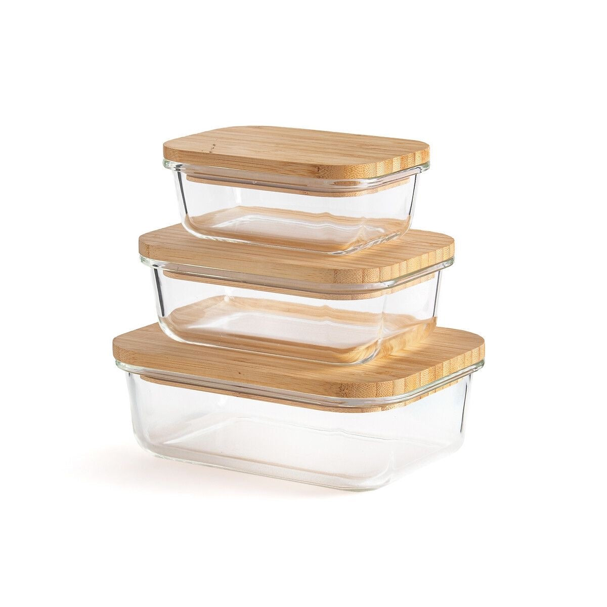 Glass Storage Containers with Bamboo Lids – Set of 3