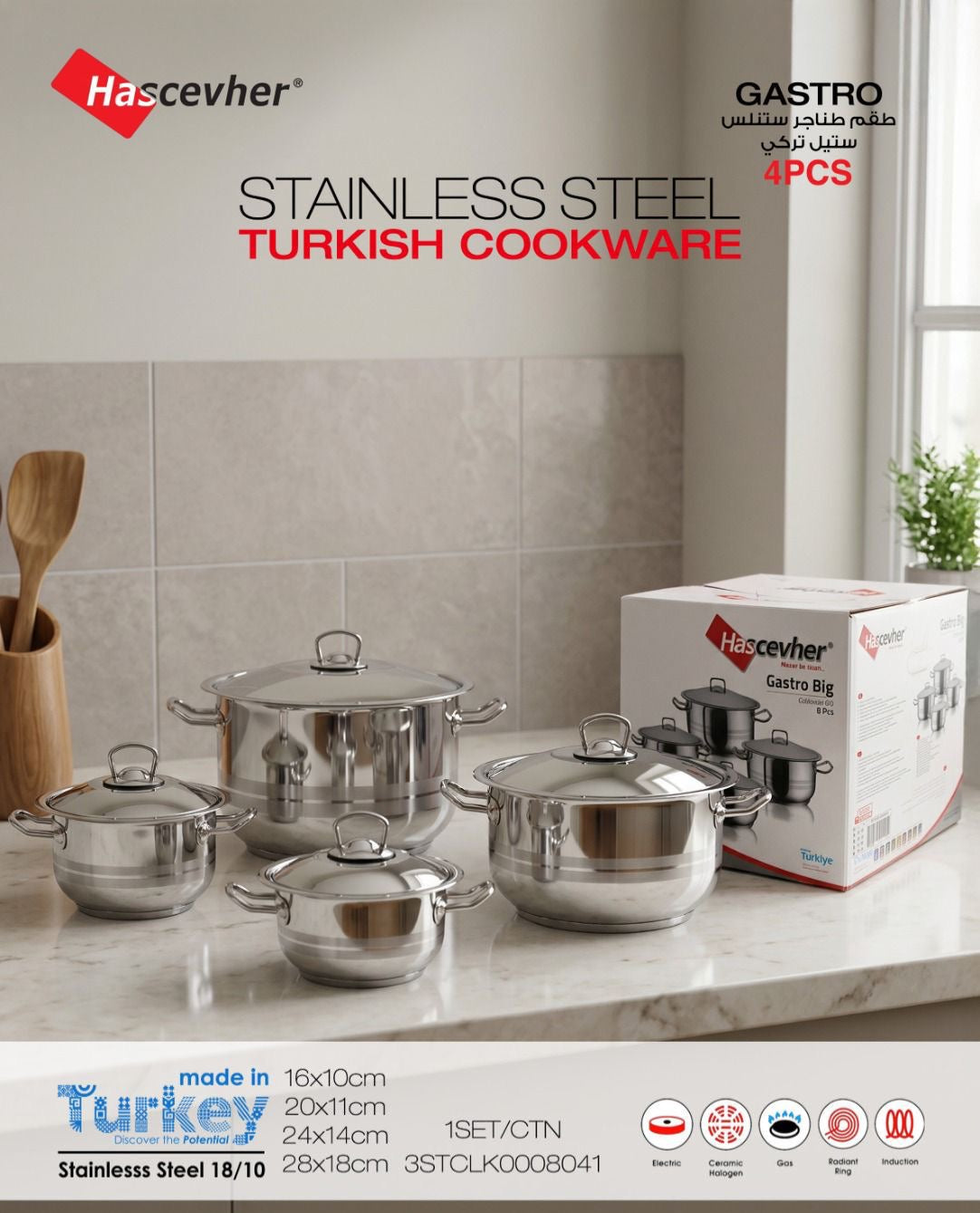Original Turkish Hascevher Cookware Set