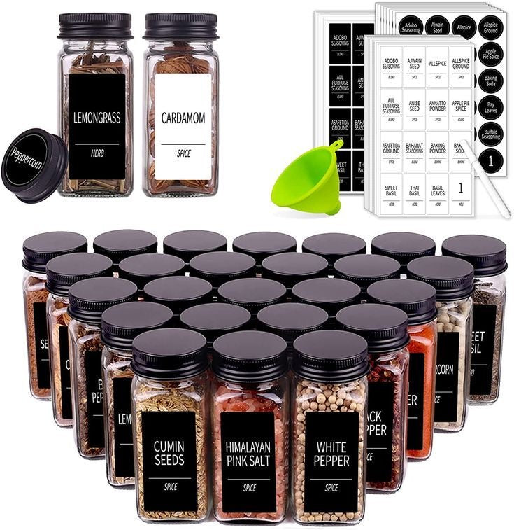 12 pcs Black Spices Jars with Iron stand