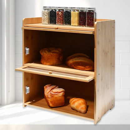 Bamboo Bread Storage Box – Double Layer Design