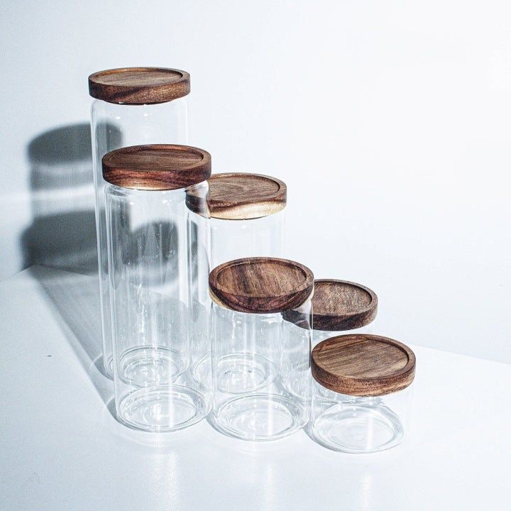 1pc Wood Lid Glass Airtight