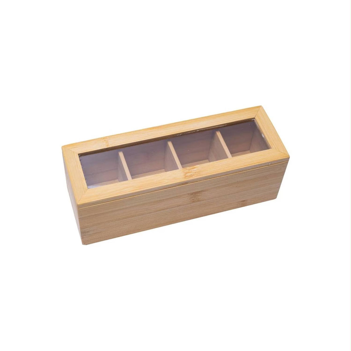 Bamboo Tea Organizer Box with Transparent Lid