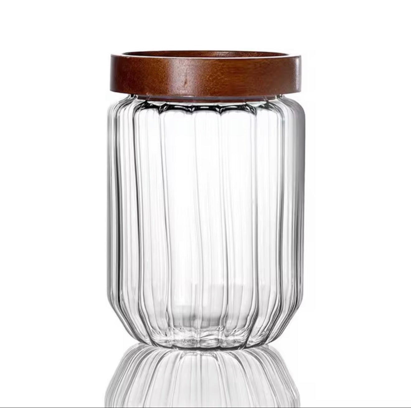 Glass Storage Jars Set with Wooden Lids