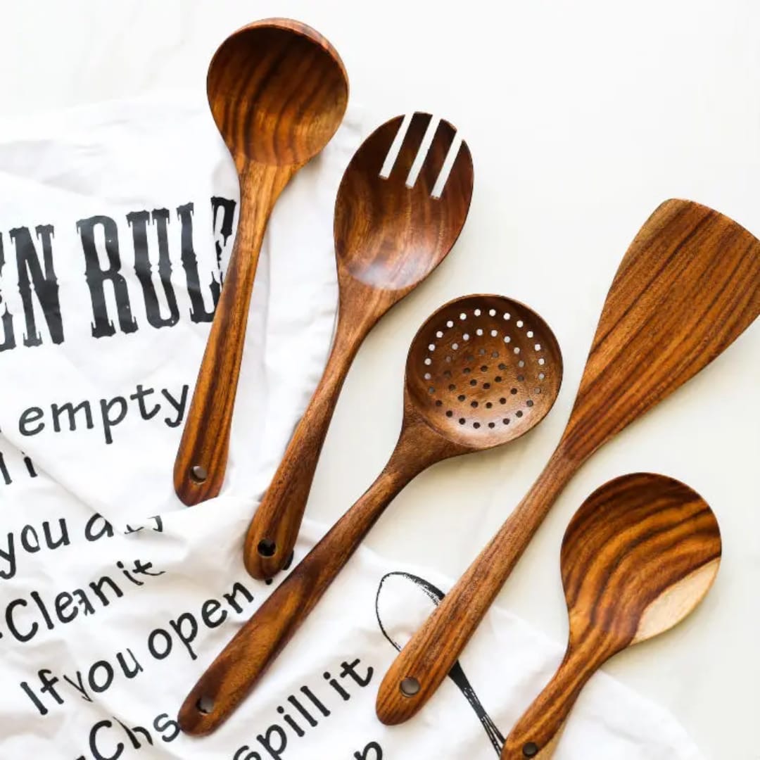 Premium 7 pieces wooden utensil set