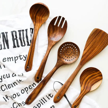 Premium 7 pieces wooden utensil set