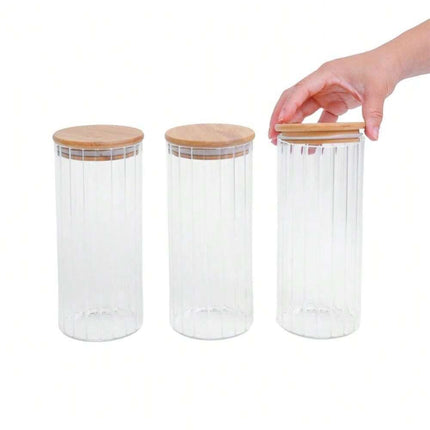 Wood Glass Jar with wooden lid