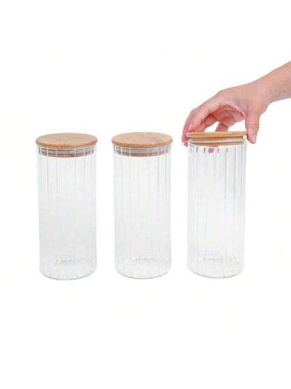 Wood Glass Jar with wooden lid