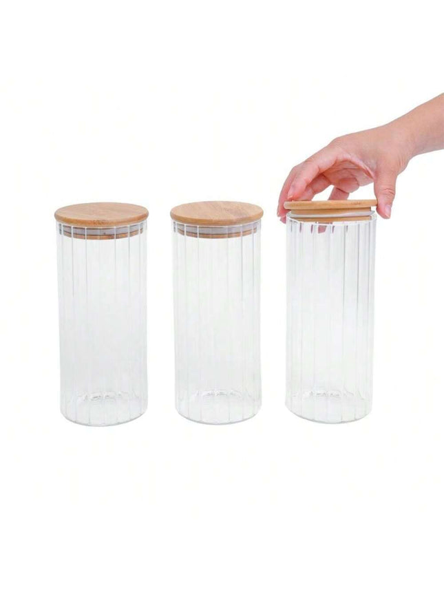 Wood Glass Jar with wooden lid