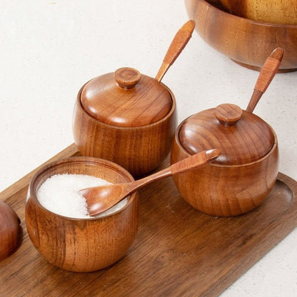 1pcs-Sugar bowl with wooden spoon