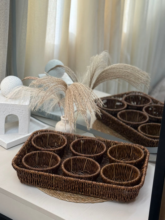 Tray with 6 Woven Bowls