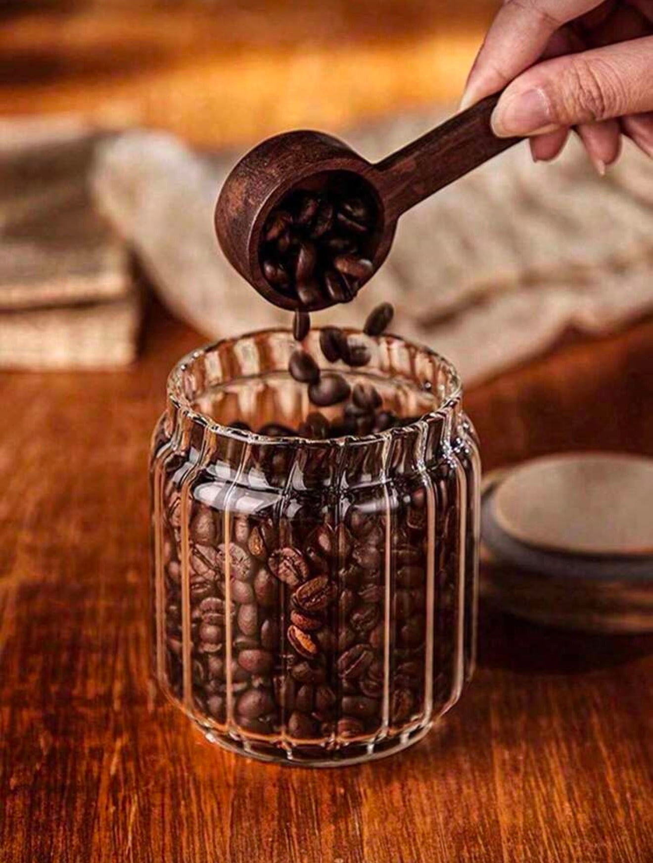 Wood Sealed Glass Jar with wooden lid