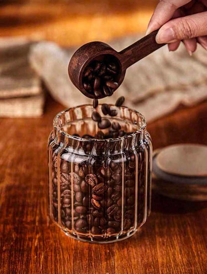 Wood Sealed Glass Jar with wooden lid