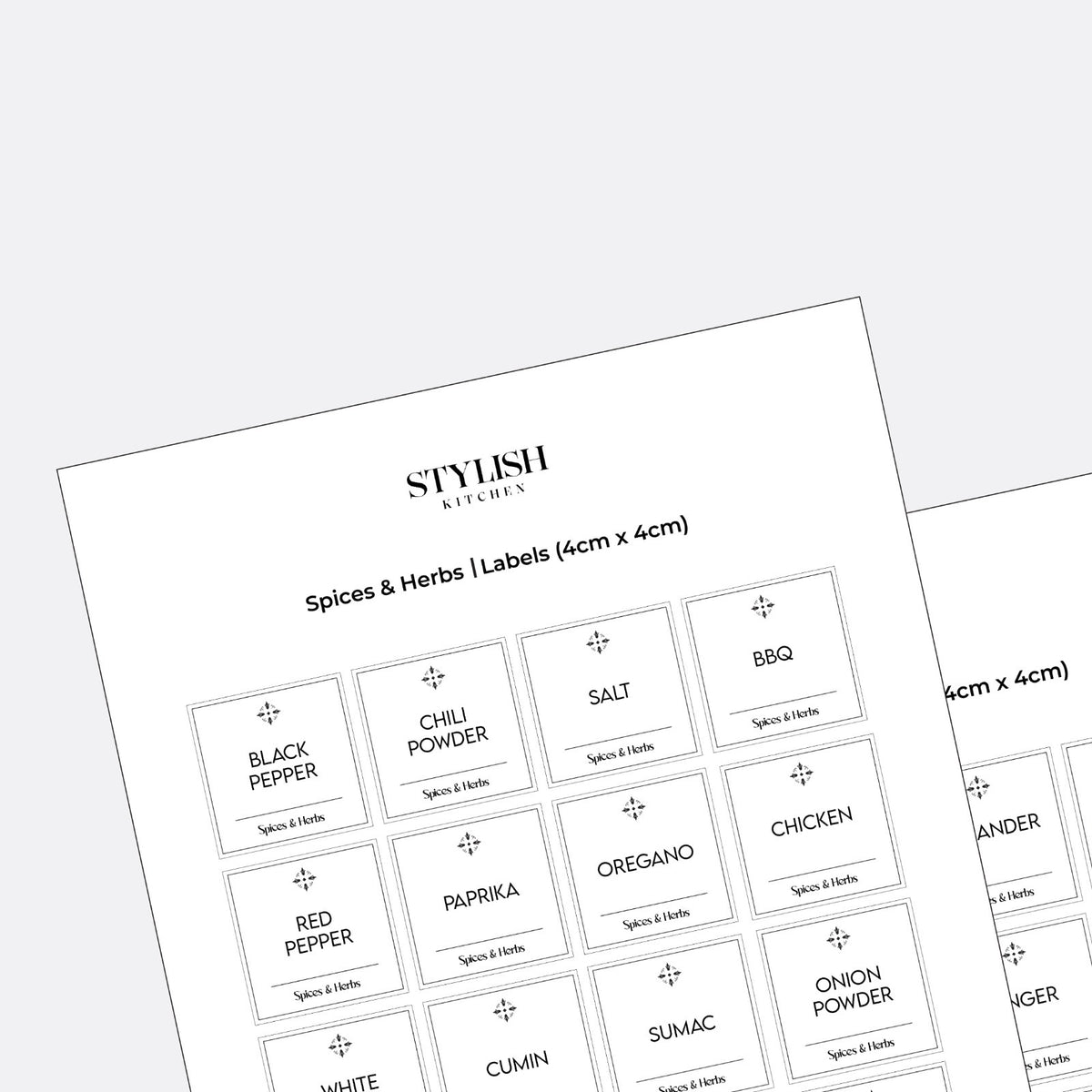 Stylish Kitchen Labels (4x4)