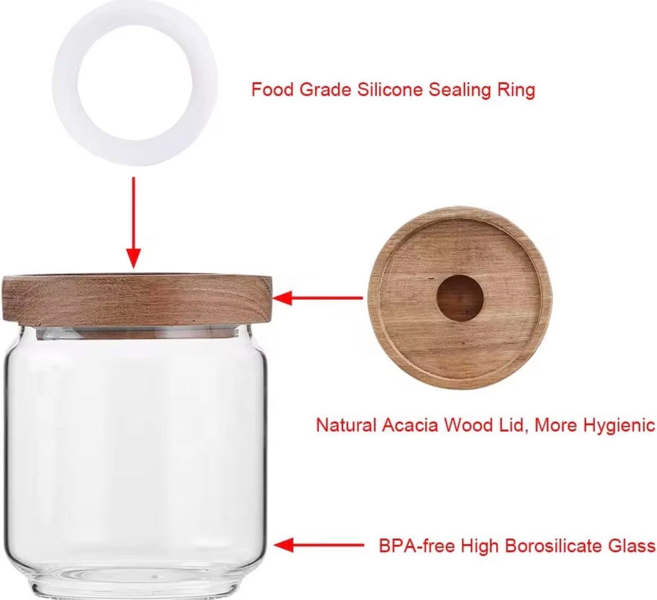 500ml Glass Storage Jar With Wood Lids