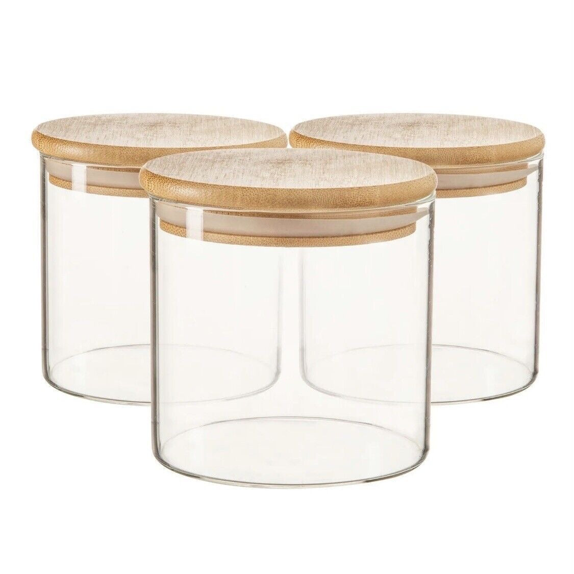 10cm Circle Storage Glass Jar With Bamboo Lid