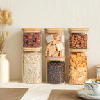 Stackable Glass Storage Jar with Bamboo Lids