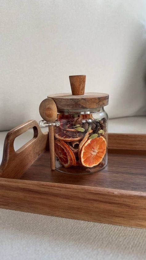 Set of 3 Glass Jars with Wood Spoons