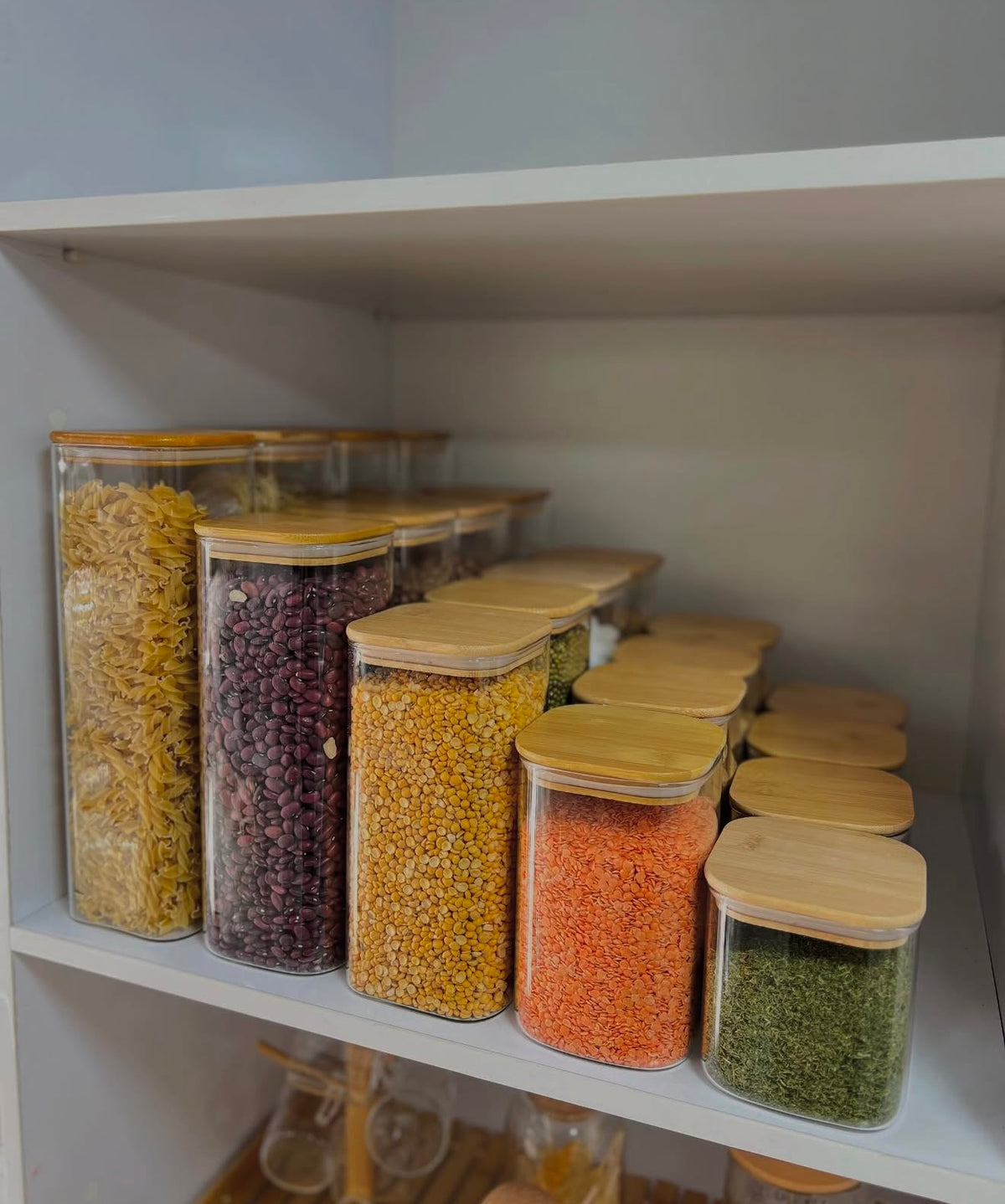 Stackable Glass Storage Jar with Bamboo Lids