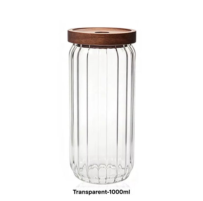 1000ml Glass Storage Jar With Wooden Lids