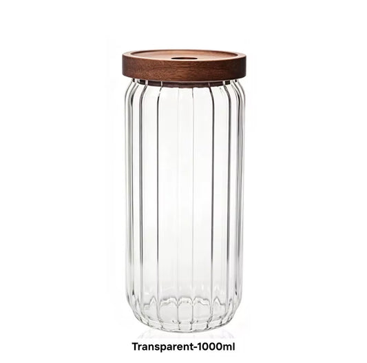 1000ml Glass Storage Jar With Wooden Lids