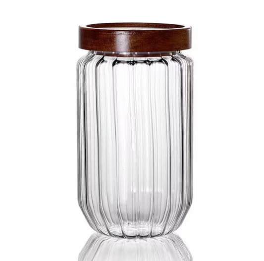 750ml Glass Storage Jar With Wooden Lids