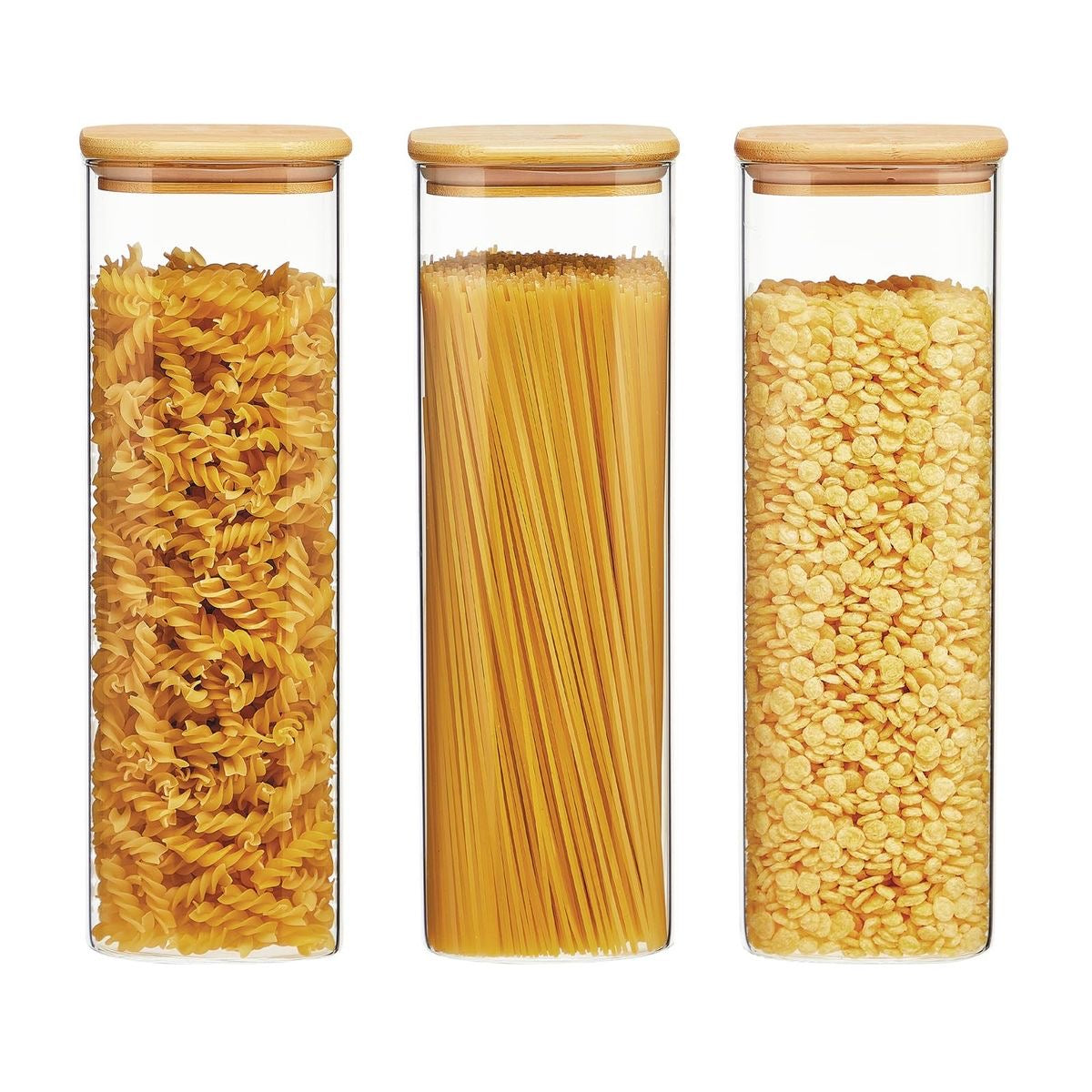 Stackable Glass Storage Jar with Bamboo Lids