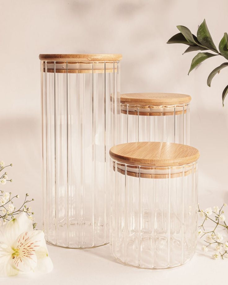 Wood Glass Jar with wooden lid
