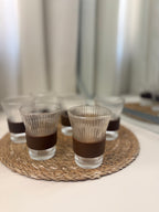 12-Piece Ribbed Glass Coffee Cup Set with Wood Grip